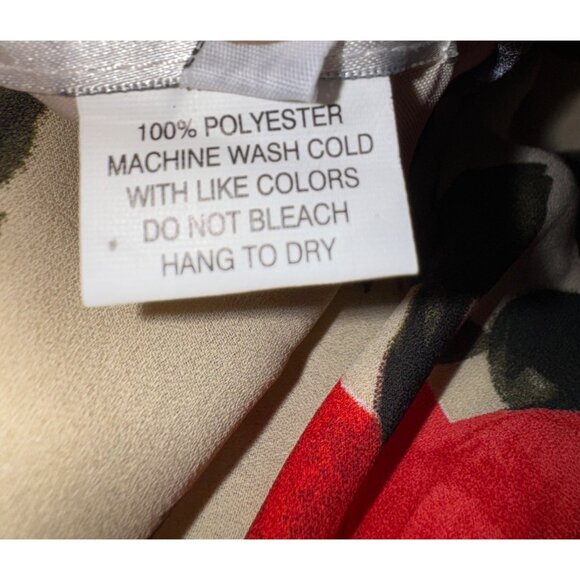 Unique Vintage Floral Print Beige & Red Fit-And-Flare Dress Plus Size 2XL Retro - Picture 4 of 5